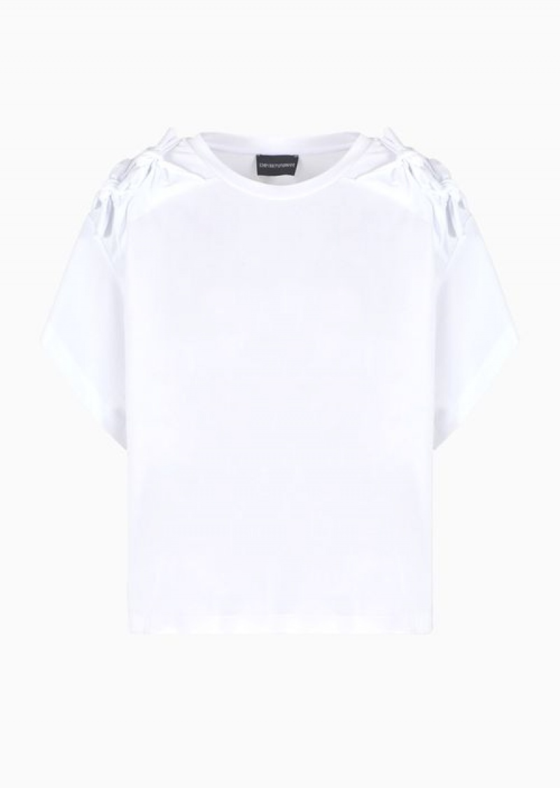 White Emporio Armani Cropped T-shirts | EA-SN57066