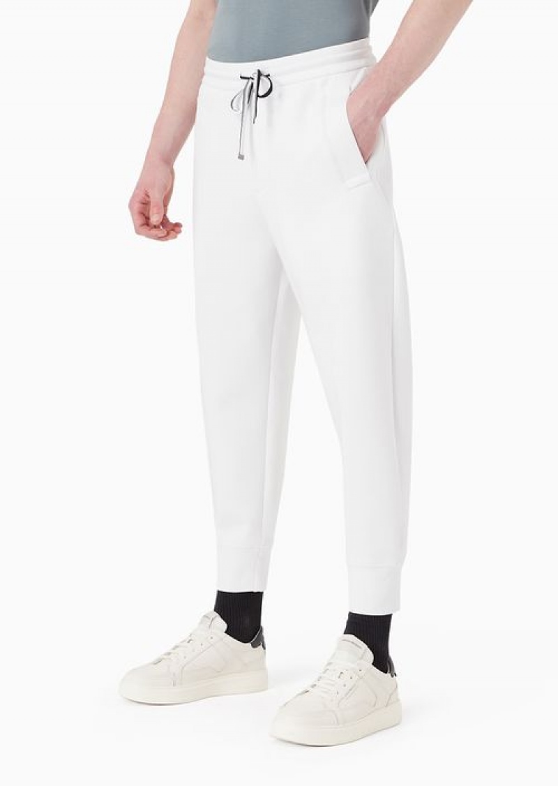 White Emporio Armani Double-jersey Joggers | EA-SN58364