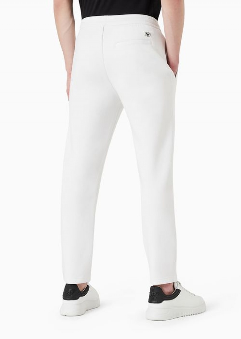 White Emporio Armani Double-jersey Joggers With Eagle Logo Patch | EA-SN58368