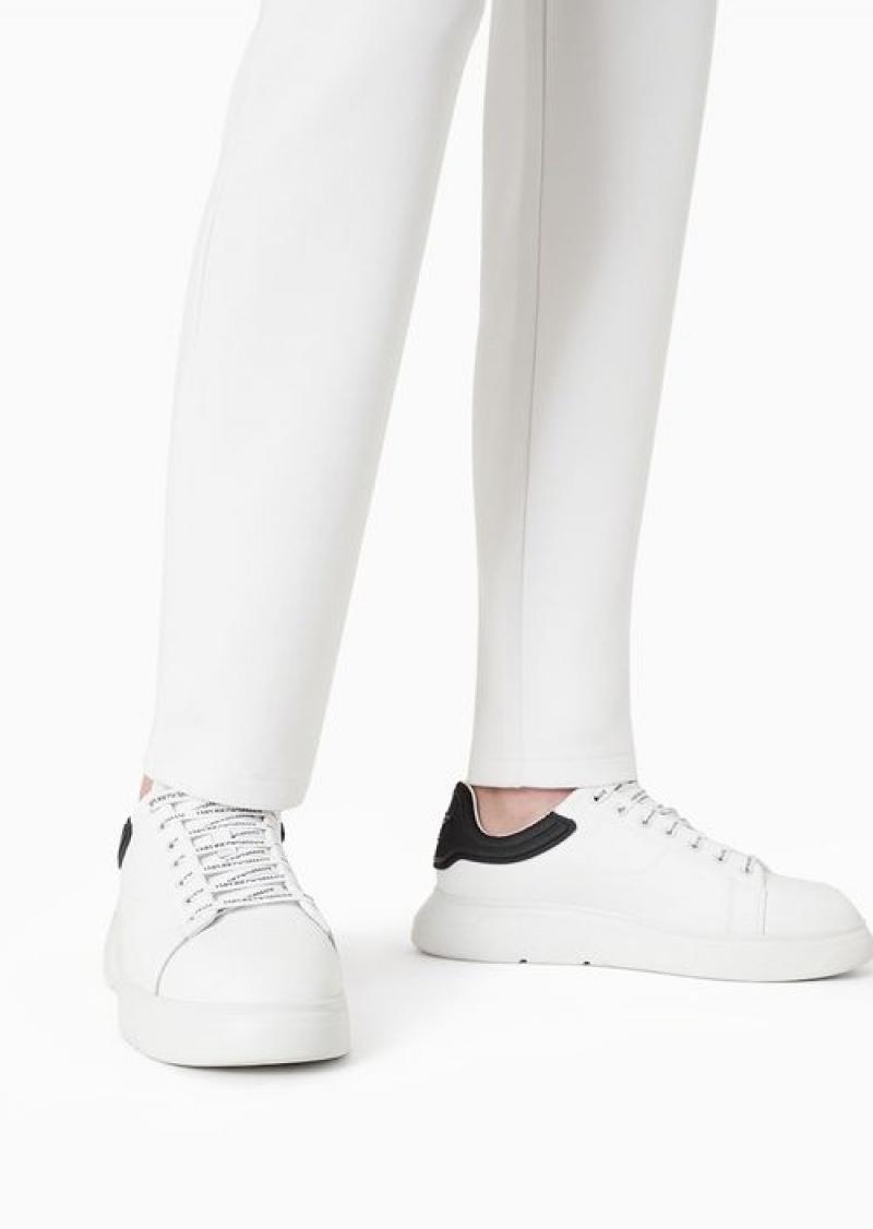 White Emporio Armani Double-jersey Joggers With Eagle Logo Patch | EA-SN58368