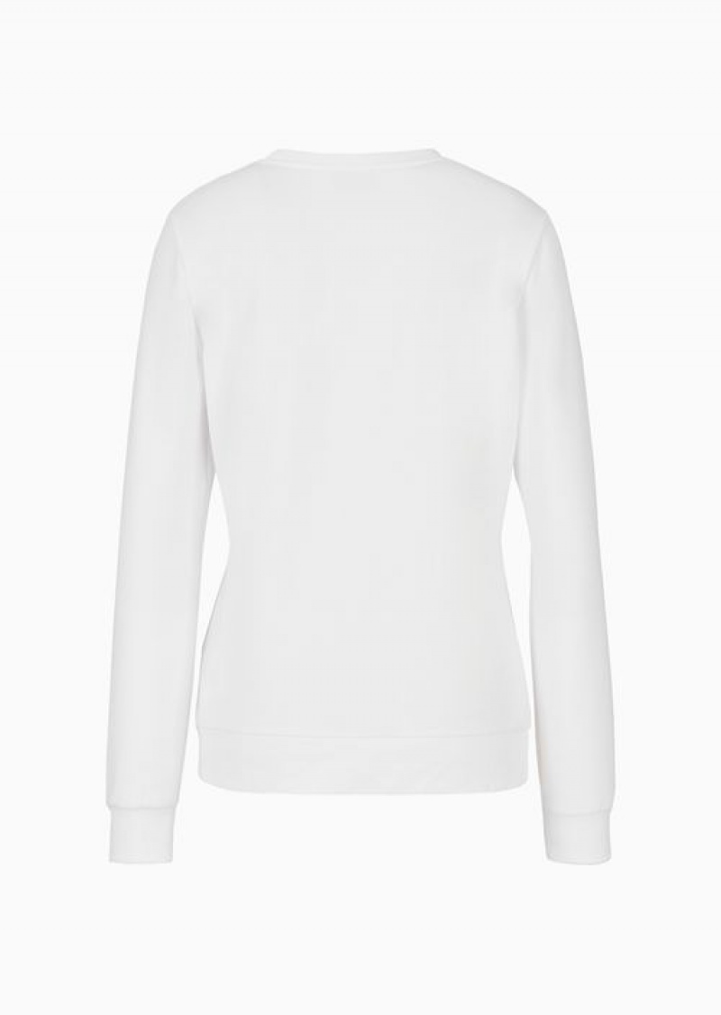 White Emporio Armani Evolution Crew-neck Sweatshirt | EA7-SN59581