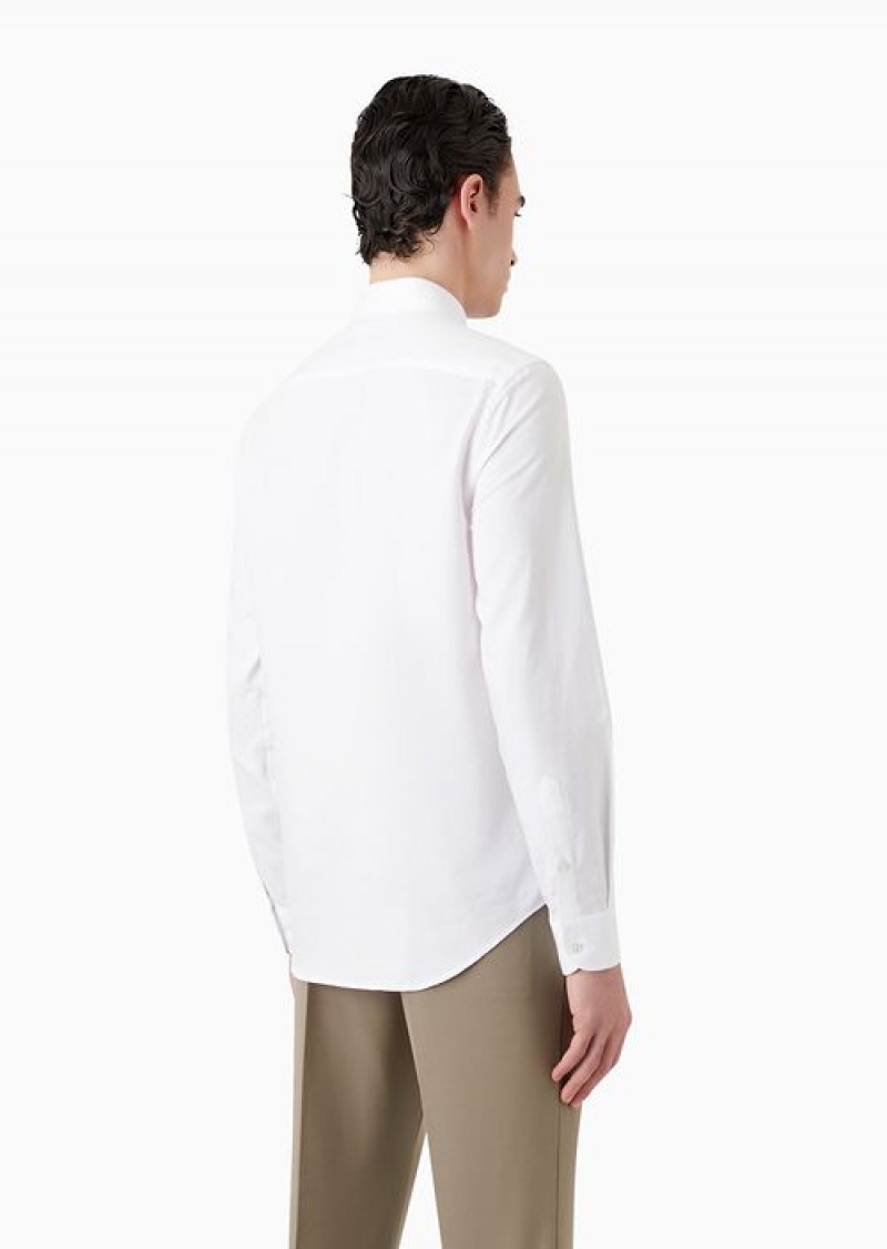 White Emporio Armani Geometric Jacquard Shirt | EA-SN57921