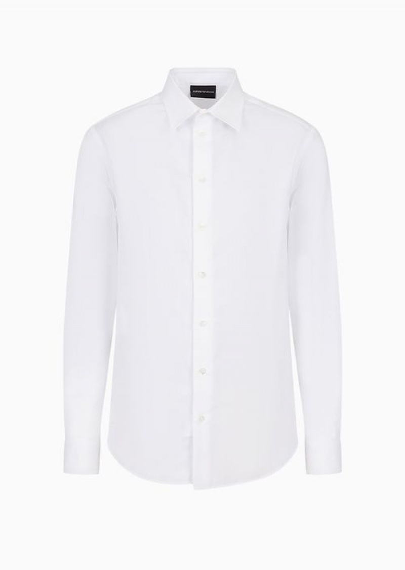 White Emporio Armani Geometric Jacquard Shirt | EA-SN57921