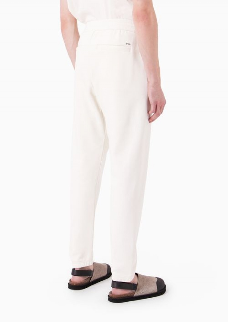 White Emporio Armani Heavyweight Jersey Drawstring Joggers | EA-SN58308