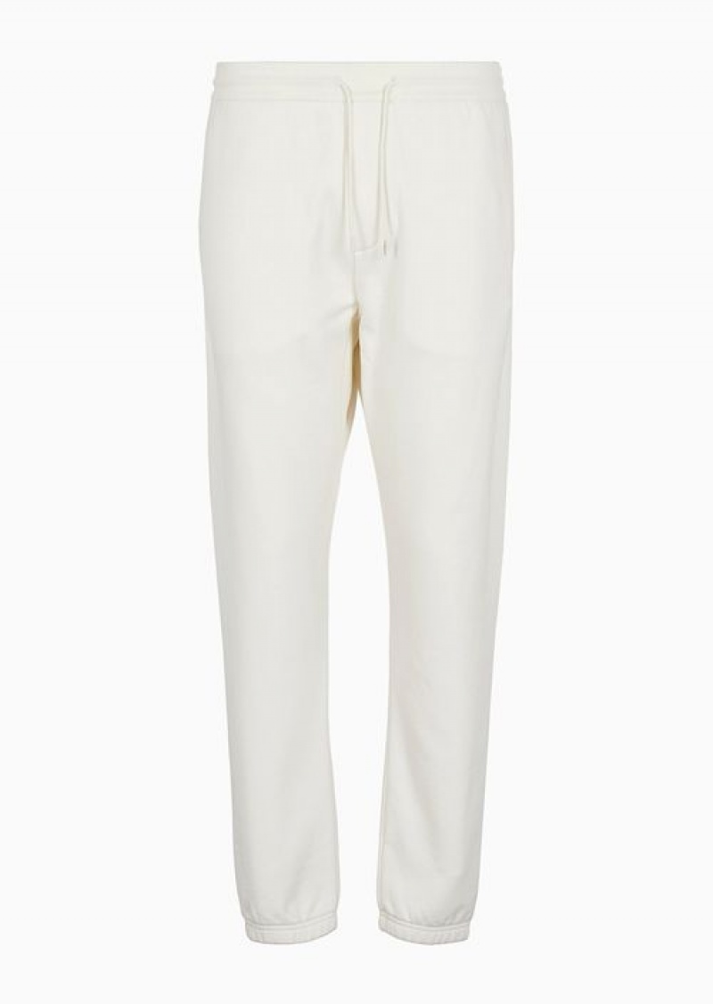 White Emporio Armani Heavyweight Jersey Drawstring Joggers | EA-SN58308