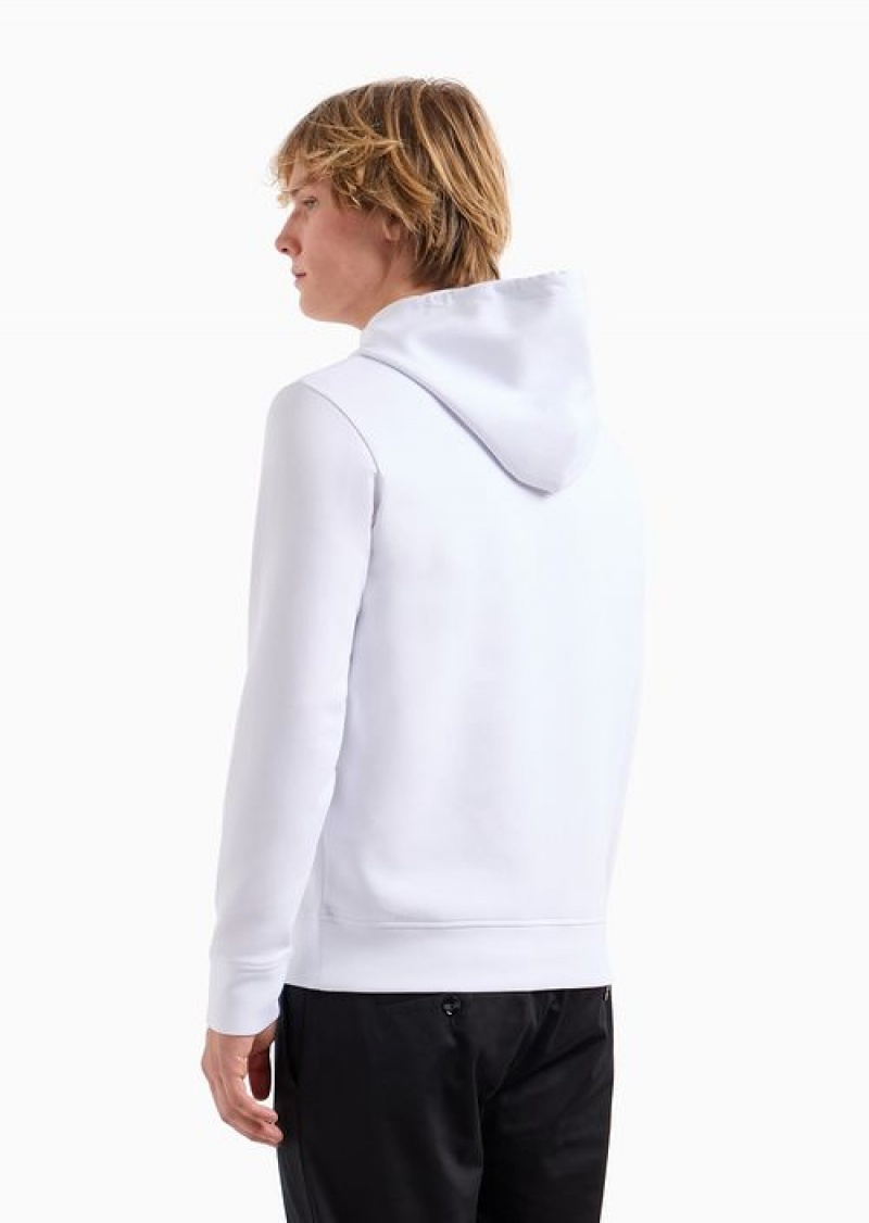 White Emporio Armani Hooded Sweatshirt With Micro Logo Patch | EA-SN58533