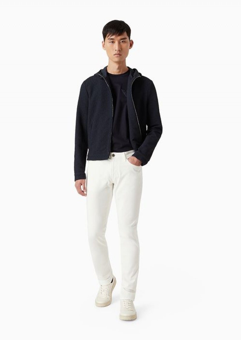 White Emporio Armani J06 Comfort Stretch-gabardine, Slim-fit Trousers | EA-SN57999