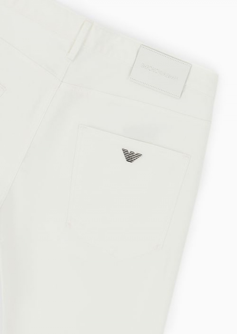 White Emporio Armani J06 Comfort Stretch-gabardine, Slim-fit Trousers | EA-SN57999