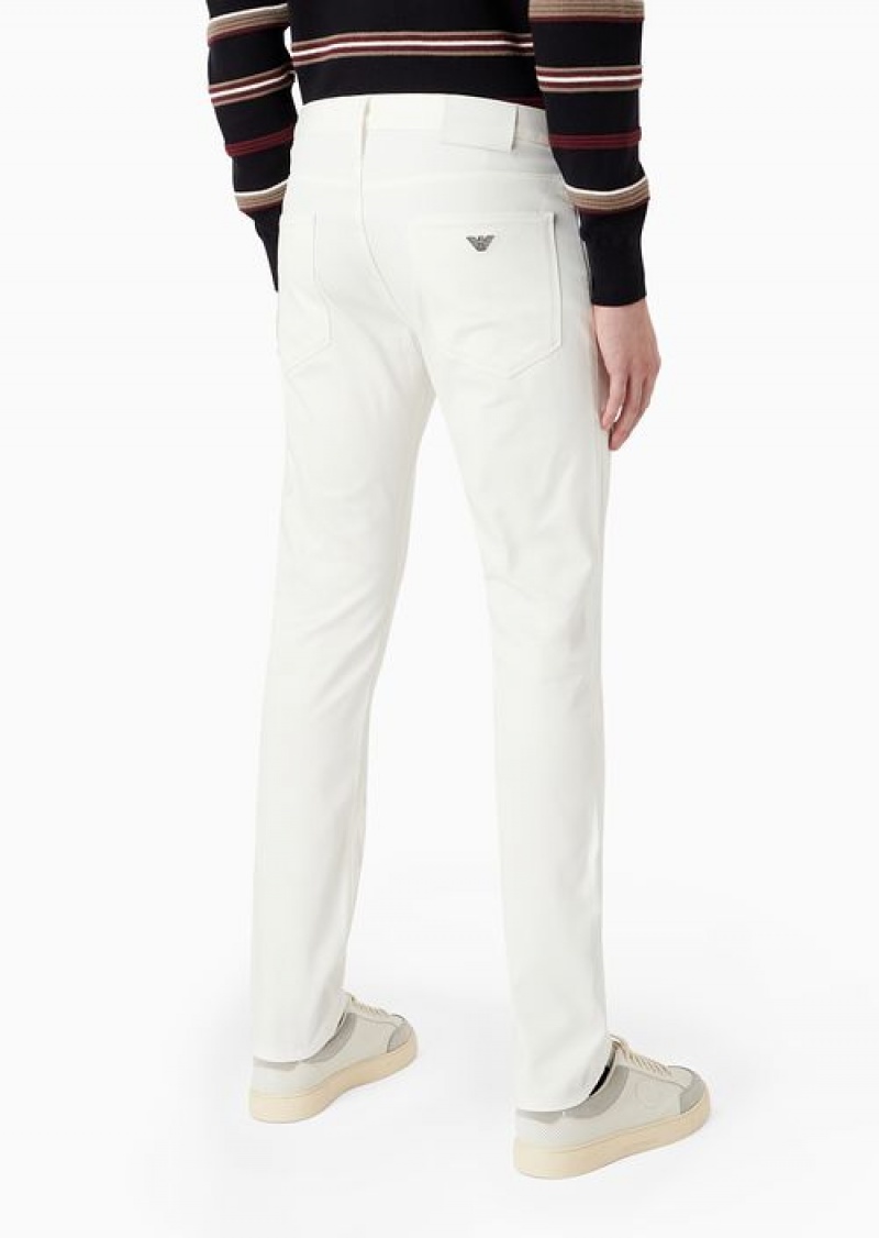 White Emporio Armani J06 Stretch-twill Slim-fit Trousers | EA-SN58000