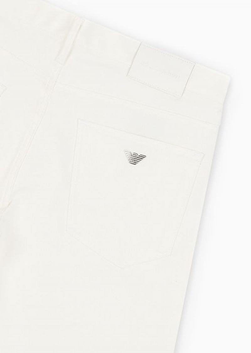 White Emporio Armani J06 Stretch-twill Slim-fit Trousers | EA-SN58000