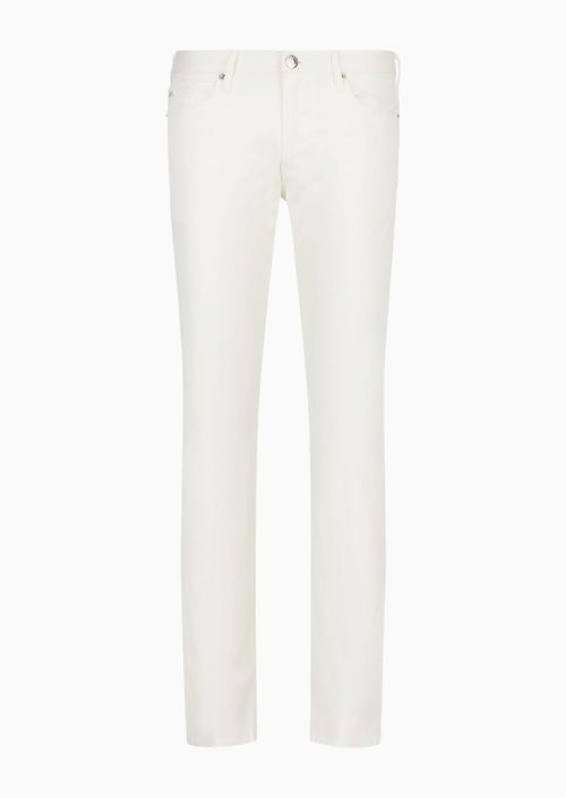 White Emporio Armani J06 Stretch-twill Slim-fit Trousers | EA-SN58000