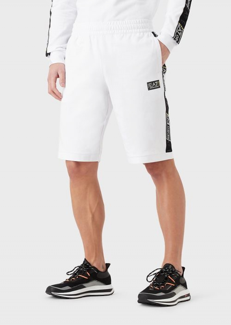 White Emporio Armani Logo Series Cotton Board Shorts | EA7-SN59824