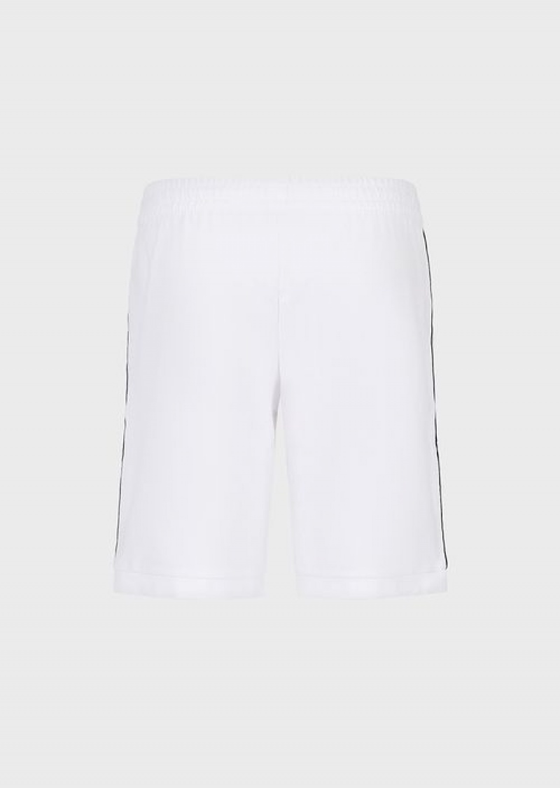 White Emporio Armani Logo Series Cotton Board Shorts | EA7-SN59824