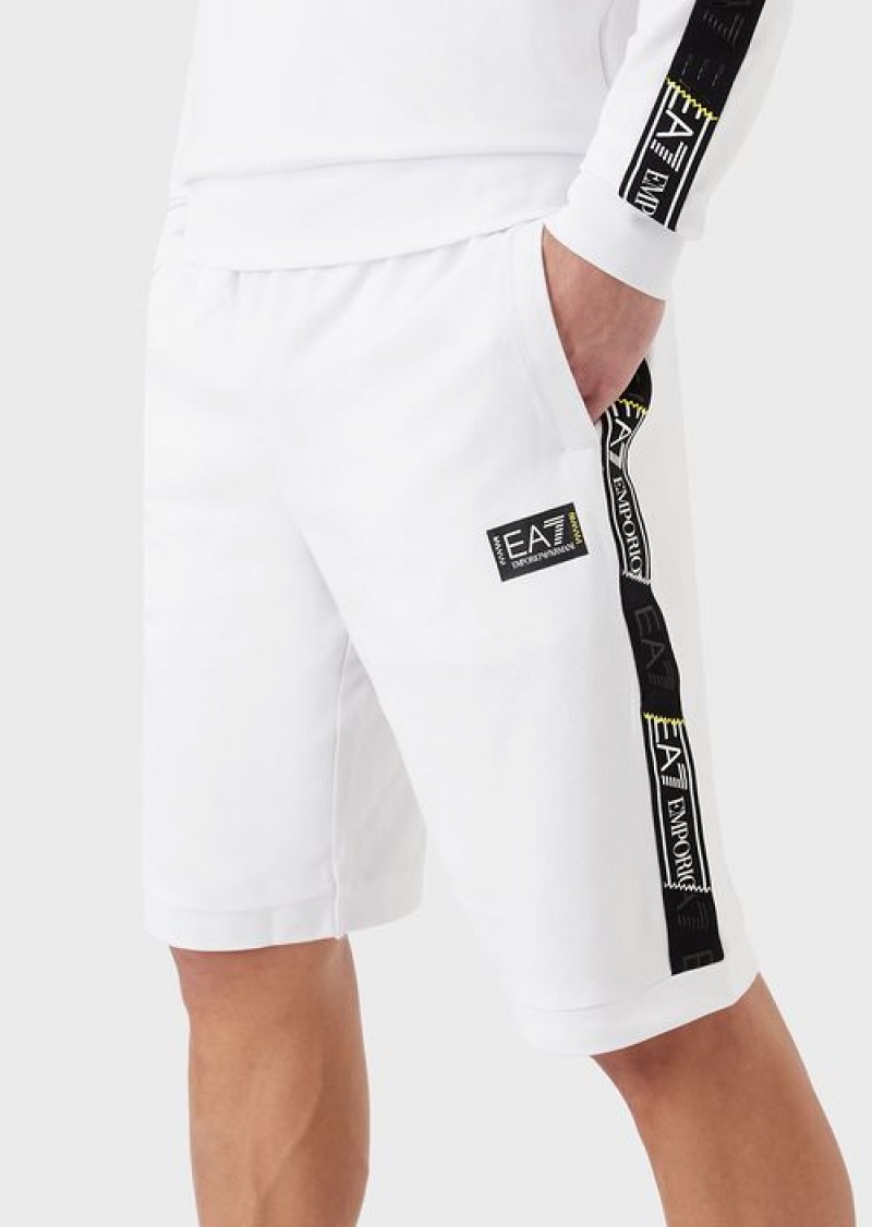 White Emporio Armani Logo Series Cotton Board Shorts | EA7-SN59824