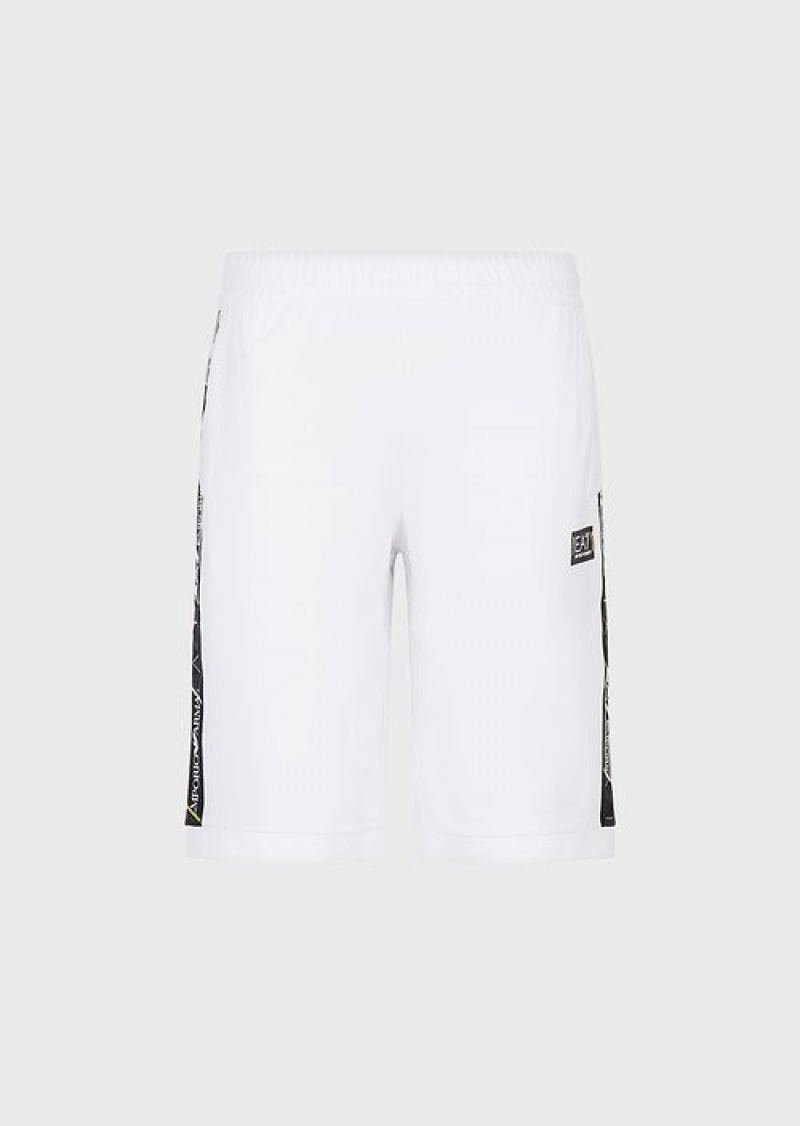 White Emporio Armani Logo Series Cotton Board Shorts | EA7-SN59824