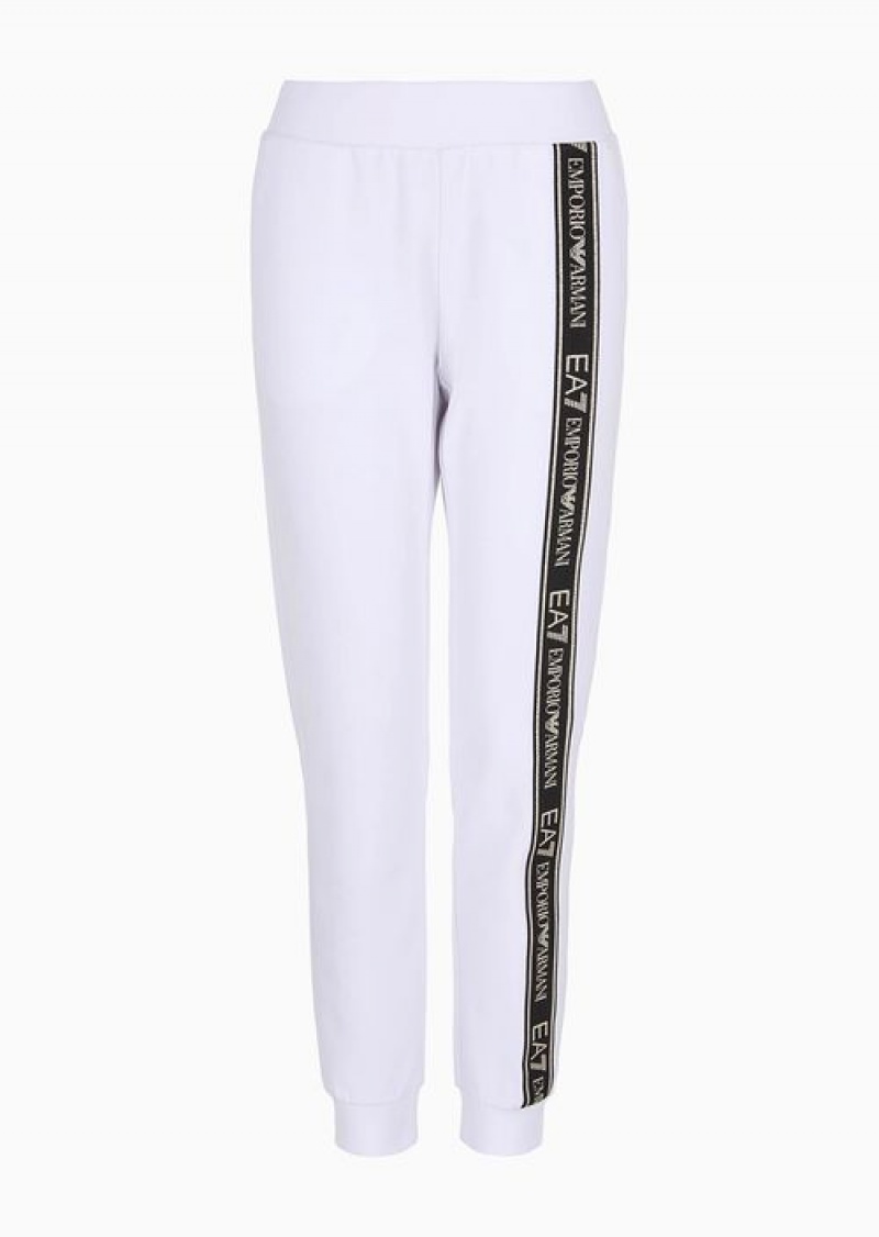 White Emporio Armani Logo Series Recycled Fabric And Cotton Joggers | EA7-SN59530