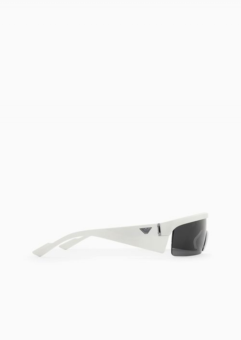 White Emporio Armani Men’s Rectangular Sunglasses With Interchangeable Lenses | EA-SN59469