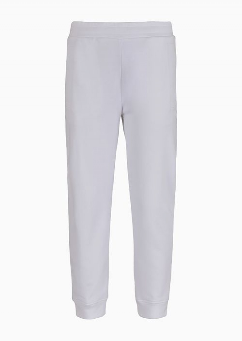 White Emporio Armani Modal-blend Jersey-fleece Joggers | EA-SN58370