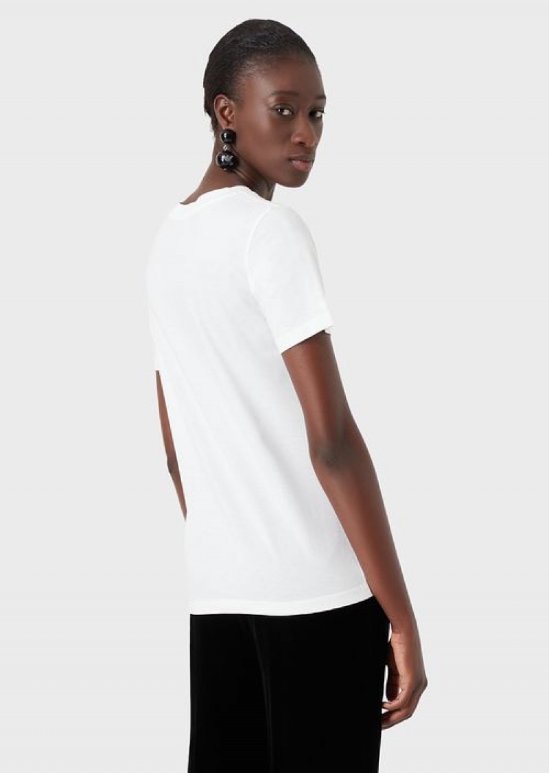 White Emporio Armani Pima-jersey Crew-neck T-shirt | EA-SN57052