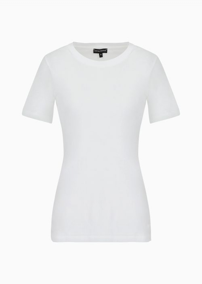 White Emporio Armani Pima-jersey Crew-neck T-shirt | EA-SN57052