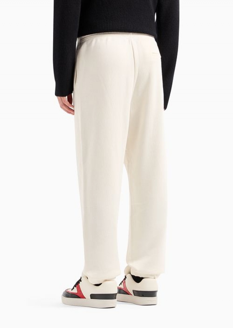 White Emporio Armani Soft Jersey-fleece Joggers With Mon Amour Flock Print | EA-SN58401