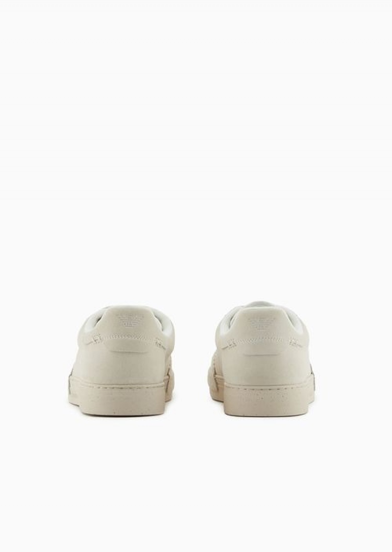 White Emporio Armani Suede Sneakers | EA-SN58916