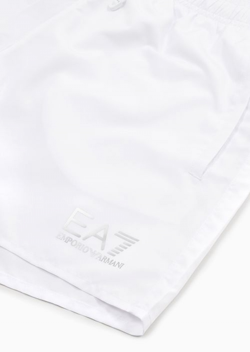 White Emporio Armani Swim Trunks With Logo | EA7-SN59881