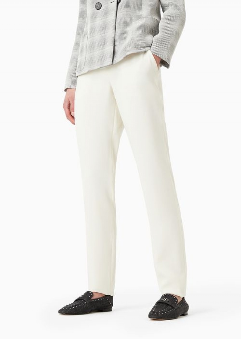 White Emporio Armani Technical-cady Cigarette Trousers | EA-SN56808