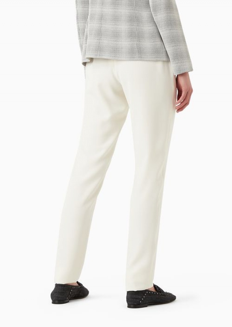 White Emporio Armani Technical-cady Cigarette Trousers | EA-SN56808