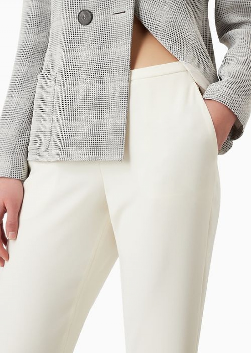 White Emporio Armani Technical-cady Cigarette Trousers | EA-SN56808