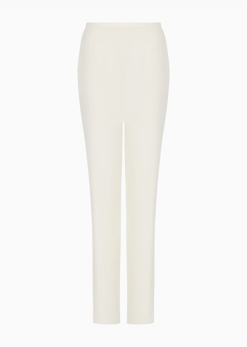 White Emporio Armani Technical-cady Cigarette Trousers | EA-SN56808