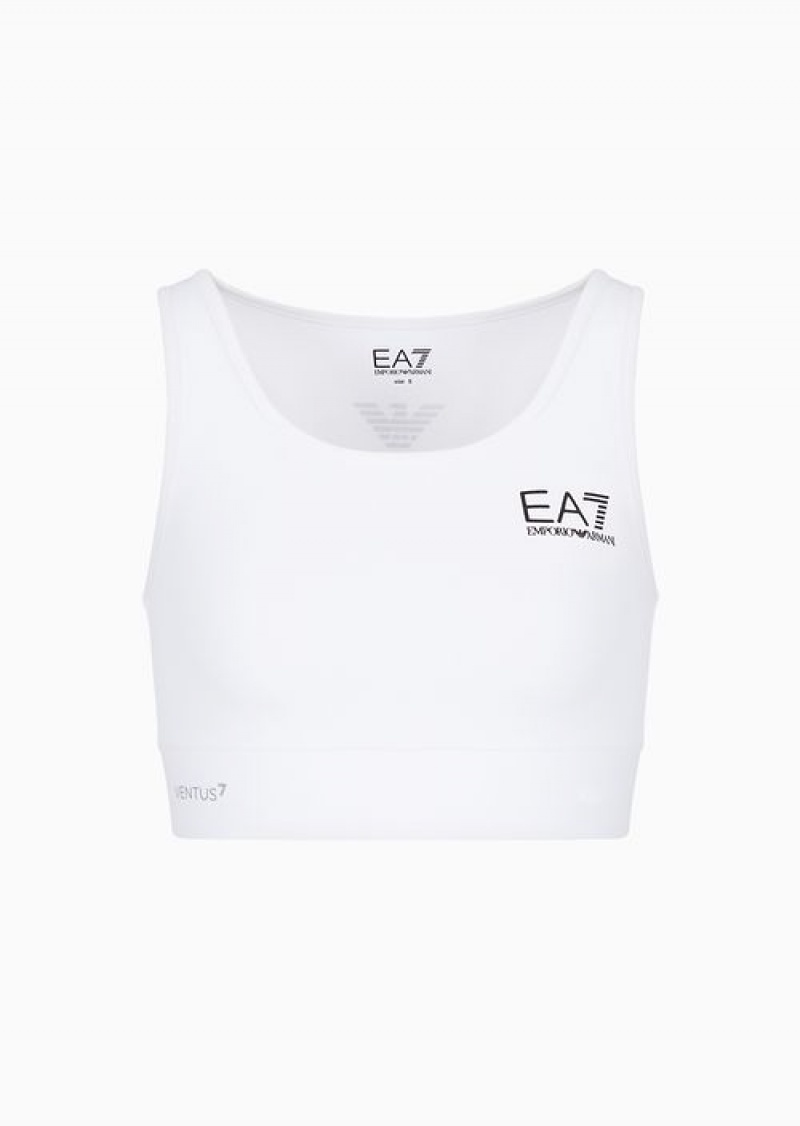 White Emporio Armani Tennis Pro Sports Bra In Ventus7 Technical Fabric | EA7-SN59664