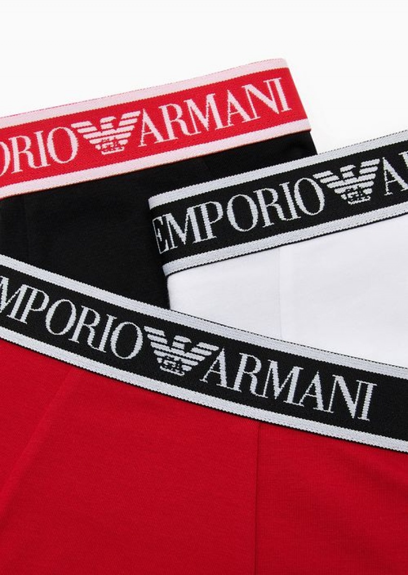 White Emporio Armani Three-pack Of Boxer Briefs With Core Logoband | EA-SN58785