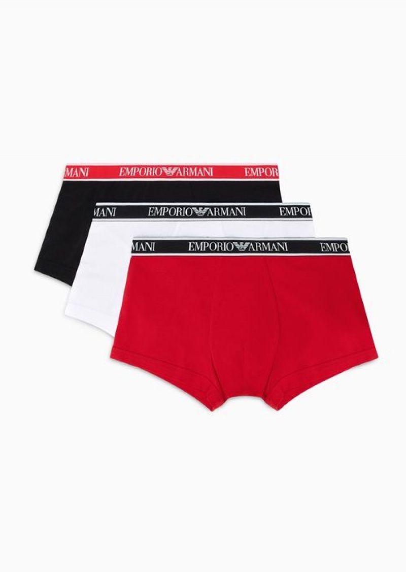 White Emporio Armani Three-pack Of Boxer Briefs With Core Logoband | EA-SN58785