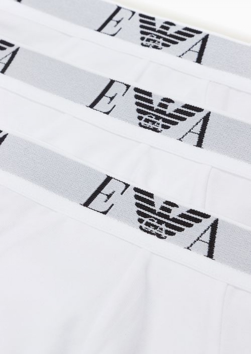 White Emporio Armani Three-pack Of Briefs With Essential Monogram Logo | EA-SN58838