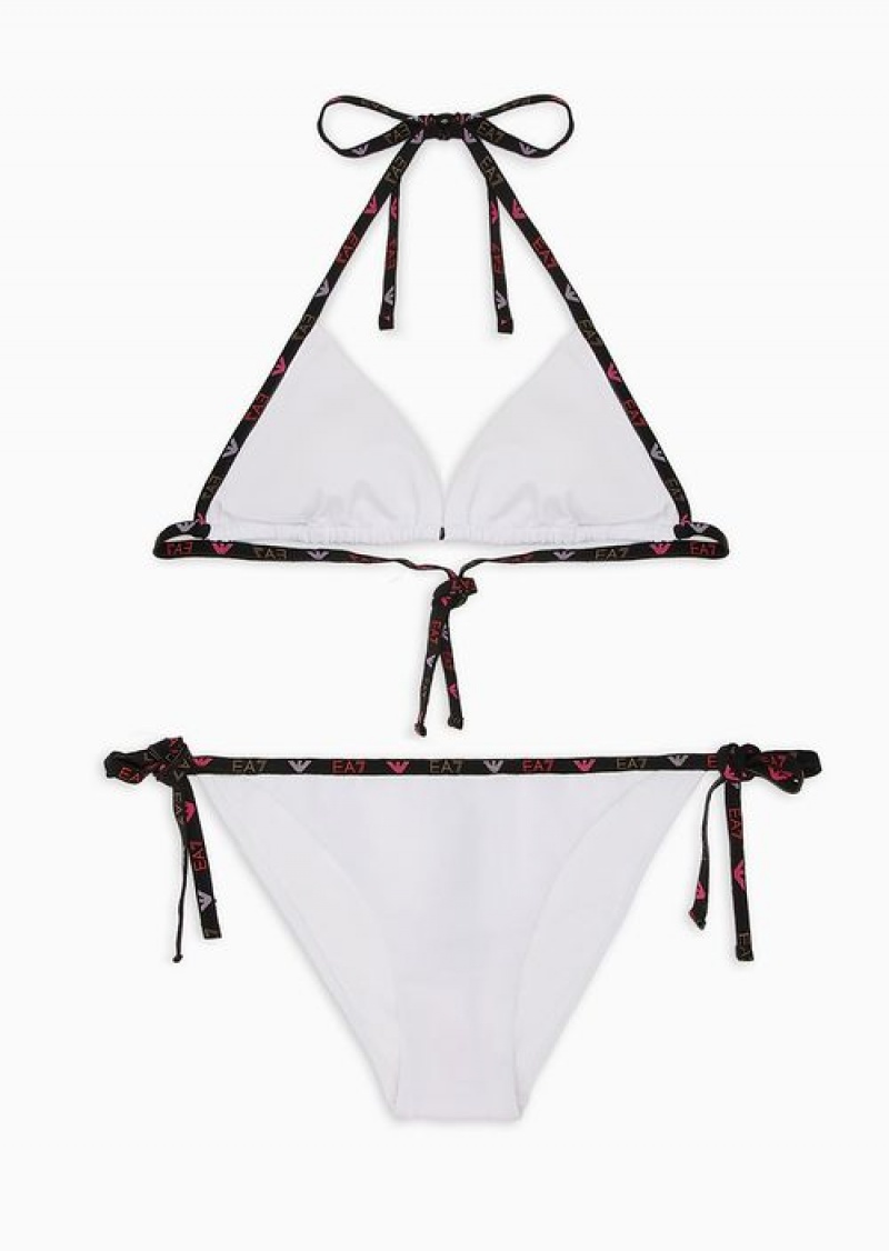 White Emporio Armani Triangle Bikini With Asv Logo | EA7-SN59601