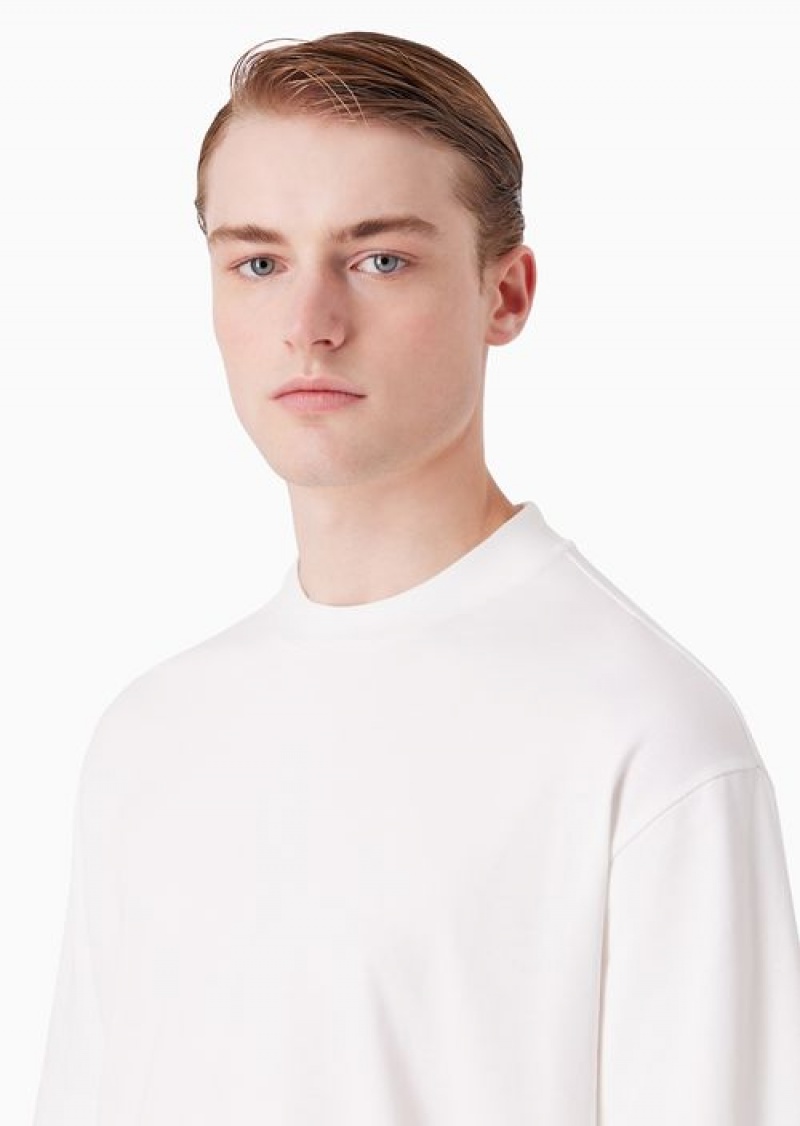 White Emporio Armani Two-piece Effect Heavyweight Jersey Oversized-fit Jumper | EA-SN58657