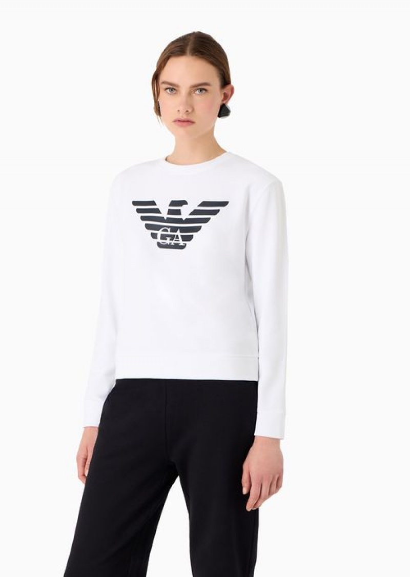 White Logo Emporio Armani Armani Sustainability Values Organic Jersey Sweatshirt With Logo | EA-SN56999