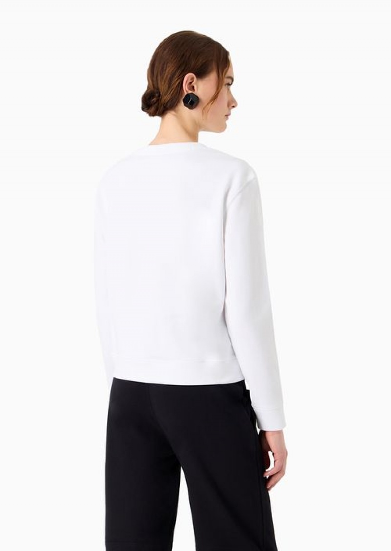 White Logo Emporio Armani Armani Sustainability Values Organic Jersey Sweatshirt With Logo | EA-SN56999