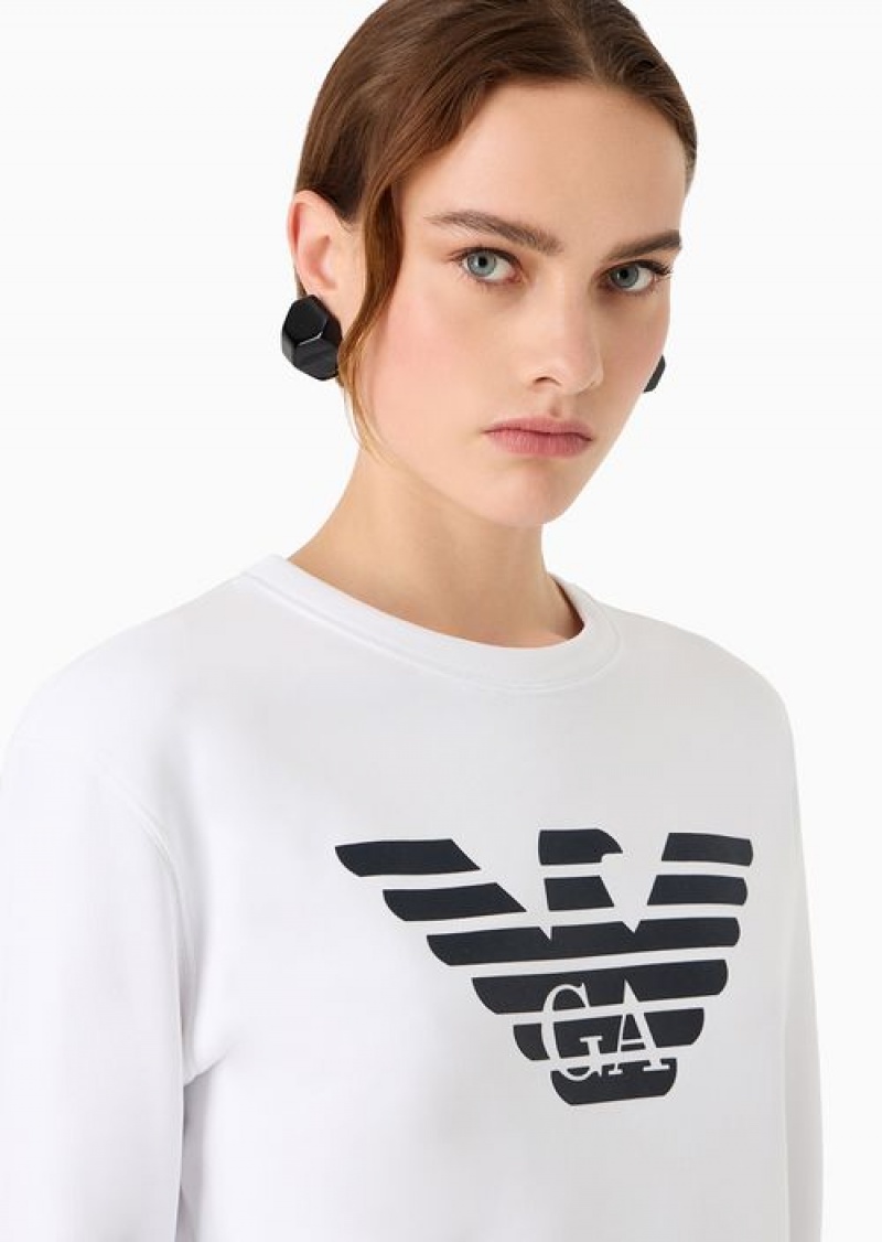 White Logo Emporio Armani Armani Sustainability Values Organic Jersey Sweatshirt With Logo | EA-SN56999