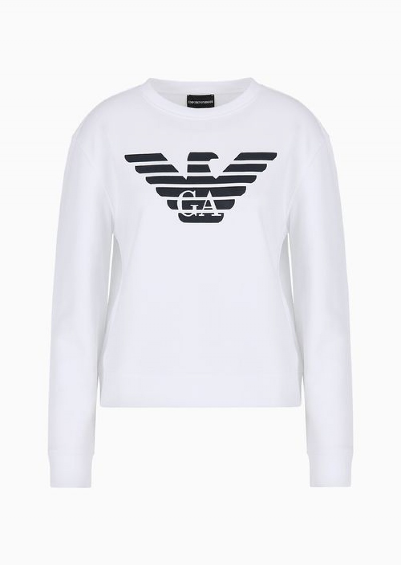 White Logo Emporio Armani Armani Sustainability Values Organic Jersey Sweatshirt With Logo | EA-SN56999