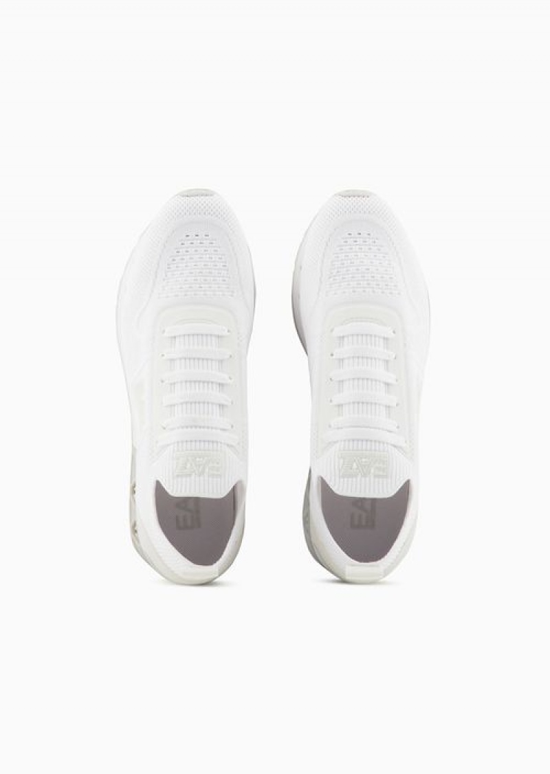 White Logo Emporio Armani Black & White Legacy Knit Sneakers | EA7-SN59789